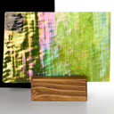 Rippled Glass Sheet Green Streaky w/ Multi Colors and Iridescent Finish