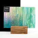 Iridescent Finish Glass Sheet Green and Blue Mixed Colors Streaky w/ Multi Colors
