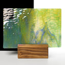 Rippled Glass Sheet Green Streaky w/ Multi Colors and Iridescent Finish