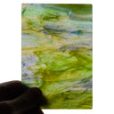 Glass Sheet Green/Blue Streaky w/ Yellow/White and Iridescent Finish
