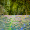 Rippled Glass Sheet Green Streaky w/ Multi Colors and Iridescent Finish