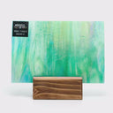 Iridescent Finish Glass Sheet Green and Blue Mixed Colors Streaky w/ Multi Colors