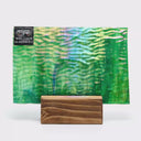 Iridescent Finish Rippled Glass Sheet Green Colors Streaky w/ Multi Colors