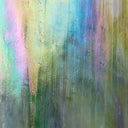 Iridescent Finish Glass Sheet Green Colors Streaky w/ Multi Colors